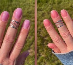 nails with pink powder, DIY nails with pink powder