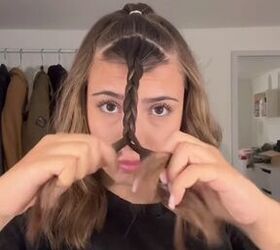 She braids the front part of her hair like this for this unusual hairstyle