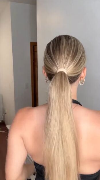 slick back bun with braiding hair, Ponytail