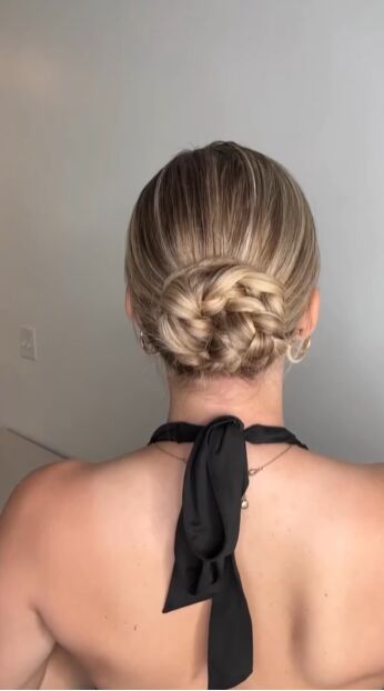 slick back bun with braiding hair, Slicked back braided bun