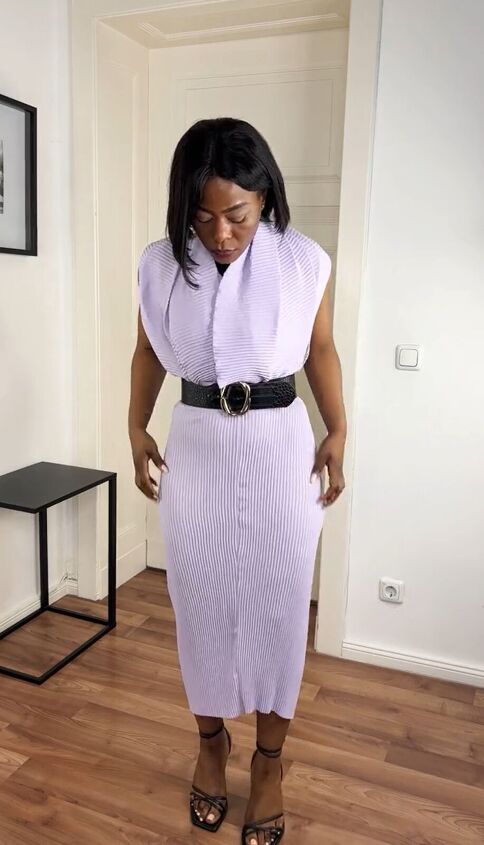 hack for turning wide leg trousers into a dress, Adding belt