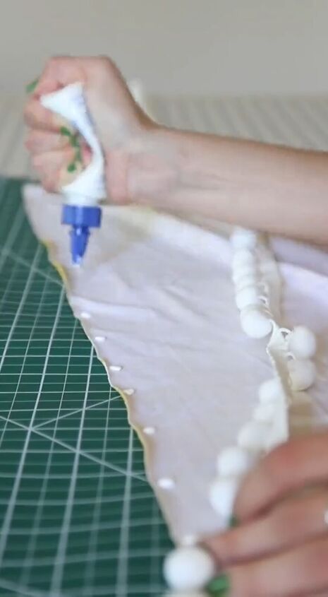 transform a simple piece of fabric into the cutest no sew cover up, Gluing
