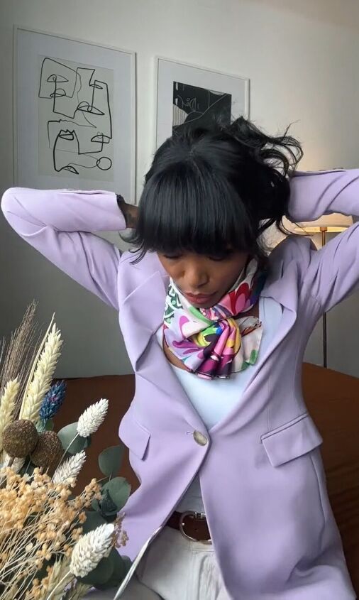 this unique scarf trick leaves you with a stunning after, Tying scarf
