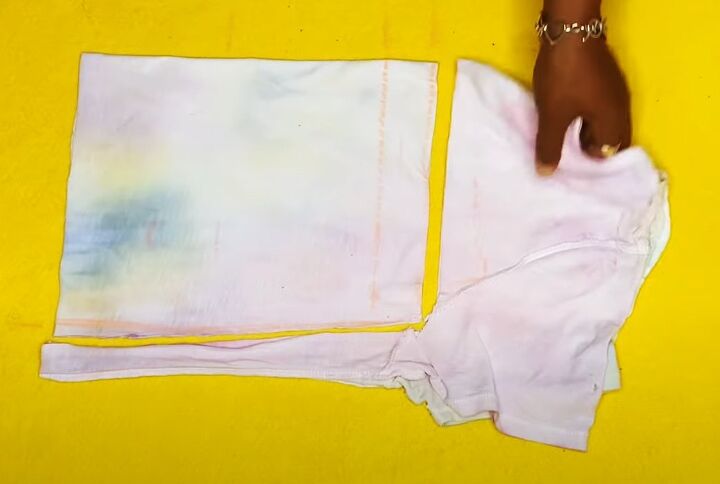 diy pastel tie dye skirt, Cutting t shirt