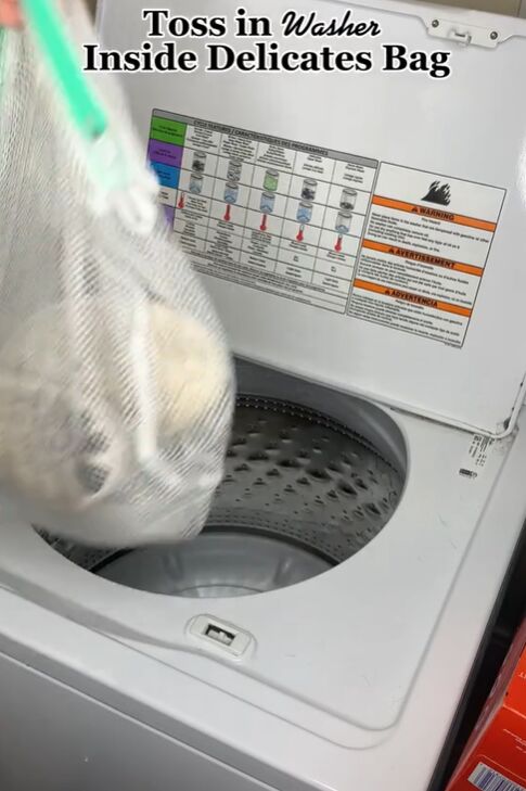 how to get your old white shoes to look brand new again, Putting sneakers in washing machine