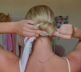 scarf bun tutorial, Tying a knot
