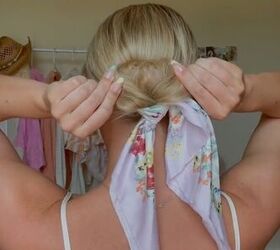scarf bun tutorial, Fanning bun out