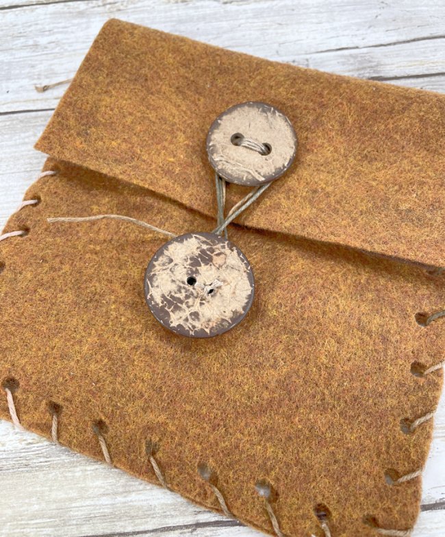 hand stitched envelope bag for accessories