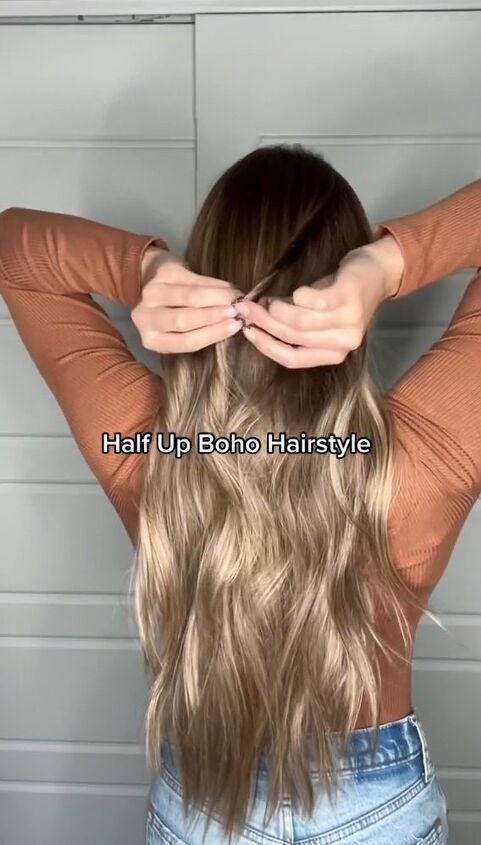 half up boho hairstyle, Twisting hair