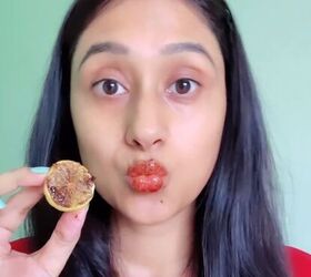 She does one unexpected thing to a lemon before rubbing it on her lips