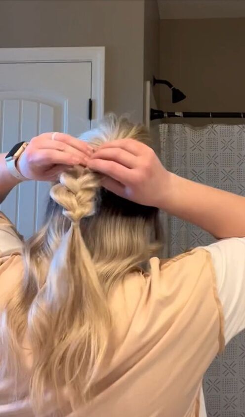 easy and simple half up hairstyle, Pulling hair
