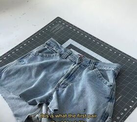 double the waistband in this easy trending diy, Cutting jeans