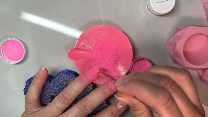 barbie pink nails, Adding pink dip powder