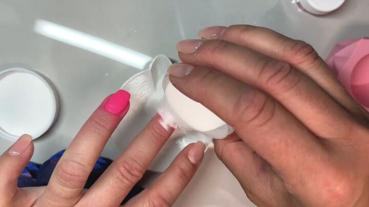 barbie pink nails, Adding clear dip powder