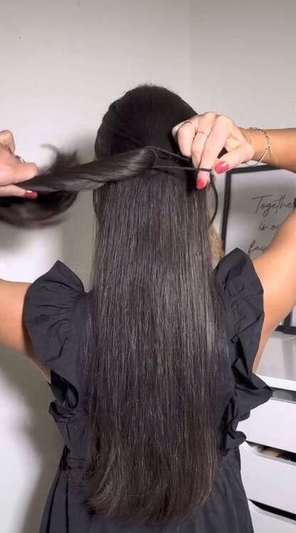 the easiest half up hairstyle, Making half ponytail