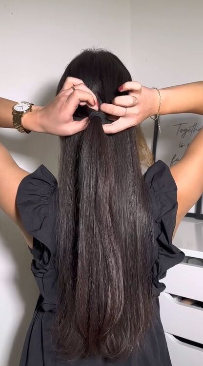 the easiest half up hairstyle, Creating topsy tail