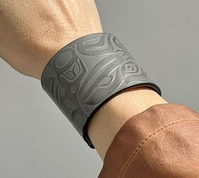 tips on how to wear a cuff bracelet with style, How to Wear a Cuff Bracelet with Style An embossed grey leather cuff bracelet