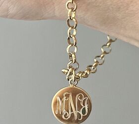 ideas for how to wear monogrammed clothing with style, Ideas for How to Wear Monogrammed Clothing with Style A gold monogram charm bracelet