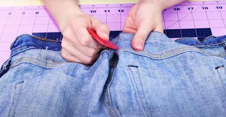 how to take in waist on jeans, Opening center back seam