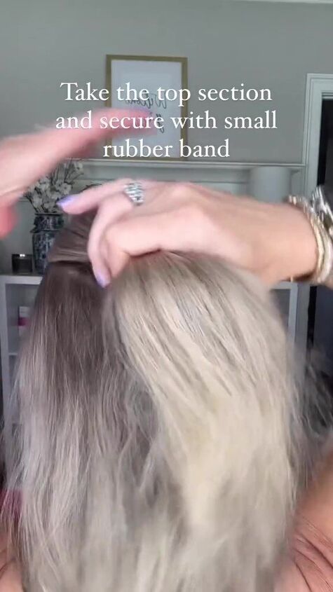 hack gives big volume to your thin hair in a clip, Separating top section