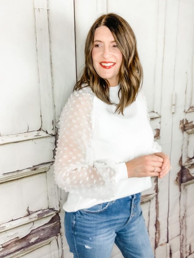 10 ways to instantly disguise upper arms, White Sheer Sleeve Top