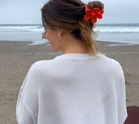 grab a flower claw clip for this quick and easy summer hairstyle, Easy summer hairstyle