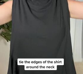 how to turn a long sleeve into a summer crop top, Tying corners