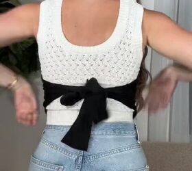how to turn a long sleeve into a summer crop top, Tying sleeves