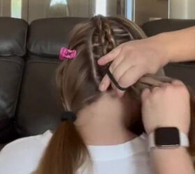 criss cross dutch braids, Tying off braid