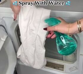 2 easy hacks to get rid of wrinkles, Spraying fabric with water