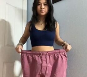 upcycling oversized shorts into a matching set, Oversized pants