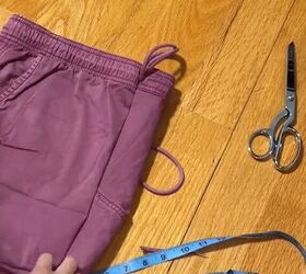 upcycling oversized shorts into a matching set, Adding handles