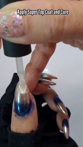 how to do mirror chrome nails, Applying top coat