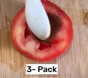 She filled a tomato with coffee grounds for glowing skin