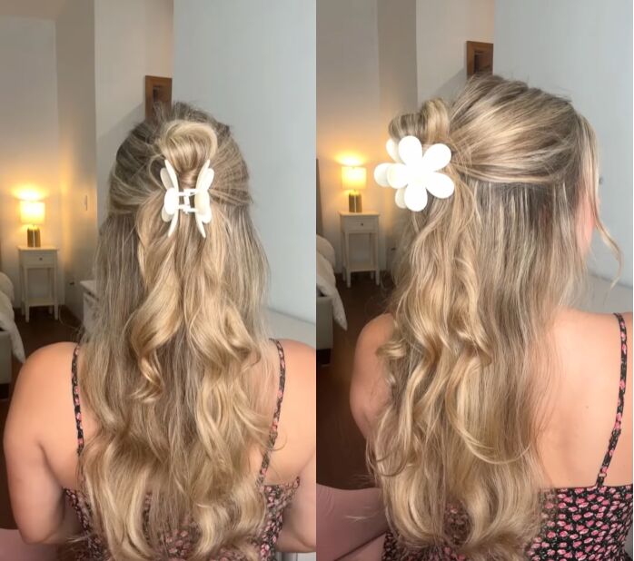 Quick And Easy Half up Half down Claw Clip Hairstyle Tutorial Upstyle quick-and-easy-half-up-half-down-claw-clip-hairstyle-tutorial-upstyle