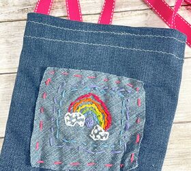 recycled jean bag with simple embroidery designs for kids, Recycled Jean Bag with Kid Embroidery Designs