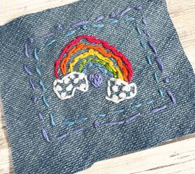 recycled jean bag with simple embroidery designs for kids