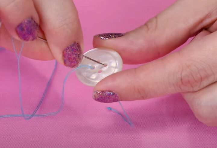 how to sew on a button by hand, Securing thread