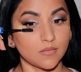 smokey glitter eye makeup, Applying mascara
