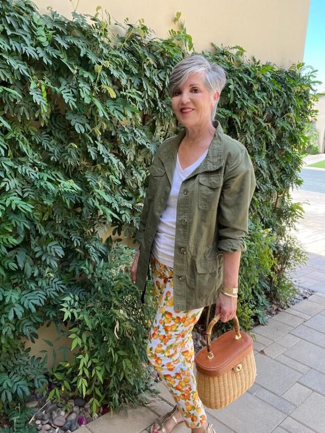 https drjuliesfunlife com six patterned pants outfits, similar jacket tee pants sandals similar purse