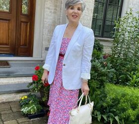 what to wear over a dress 3 looks, Here I am wearing the sleeveless dress for work with a white linen blazer a red skinny belt and a white Coach bag
