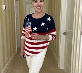 4th of july outfits, Here I am wearing a red white and blue pullover sweater I paired it with white straight jeans as well as cute silver bracelets