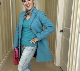 what to wear in chicago in spring, Here is a great outfit to wear on a cold Spring day in Chicago I paired a turquoise wool coat with a turquoise v neck cashmere sweater I wore jeans off black gym shoes and a turqoise foulard bandana at my neck