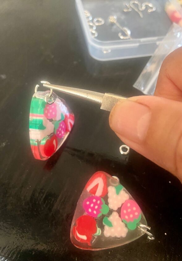 how to use beads to create delightful fruity earrings, Add jump rings