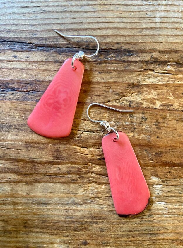 how to make lightweight colourful earrings from nuts, Tagua nut earrings