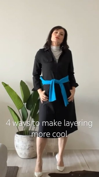 layering clothes womens fashion, Sweater around waist