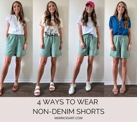 how to style non denim shorts merrick s art, 4 ways to wear non denim amazon shorts