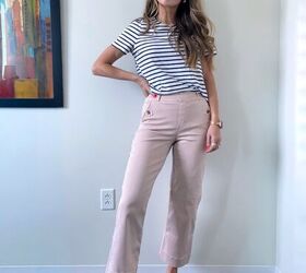 how to wear wide leg pants in summer, spanx with striped tee