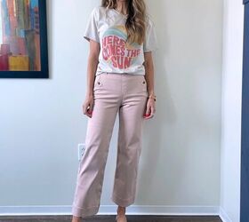 how to wear wide leg pants in summer, spanx wide leg cropped pants with graphic tee