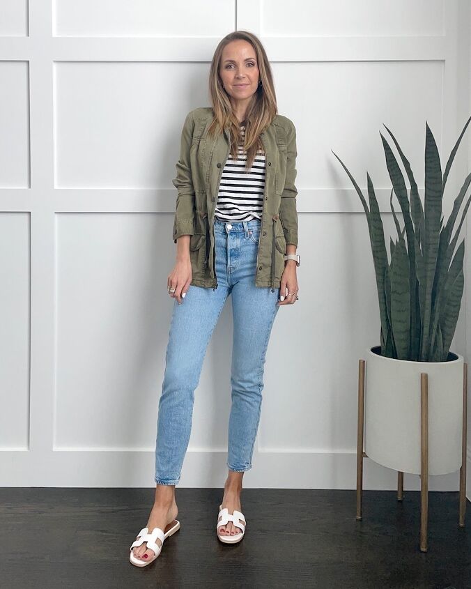 light wash jeans what to wear with them merrick s art, striped tees with light wash jeans and olive jacket